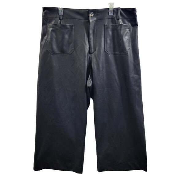 Maeve by Anthropologie Pants - Maeve By Anthropologie Black Faux Leather Capris The Collette Size 24"  92424-95